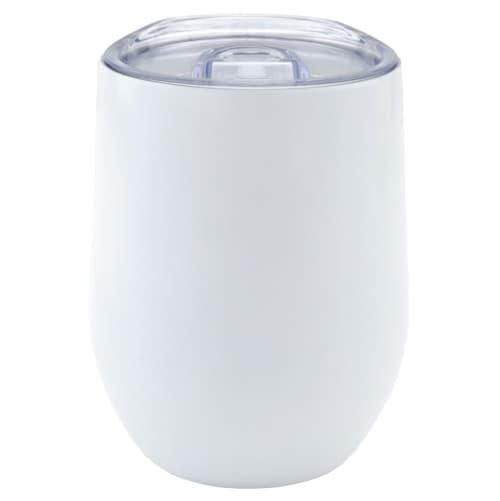 Branded Reusable Stainless Steel Coffee Tumblers in White from Total Merchandise