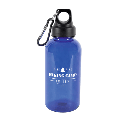 Blue Branded Water Bottles with Carabiner Clip from Total Merchandise