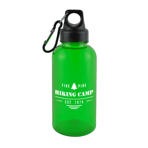 Promotional Reusable Water Bottles in Green with Clip Attachment from Total Merchandise