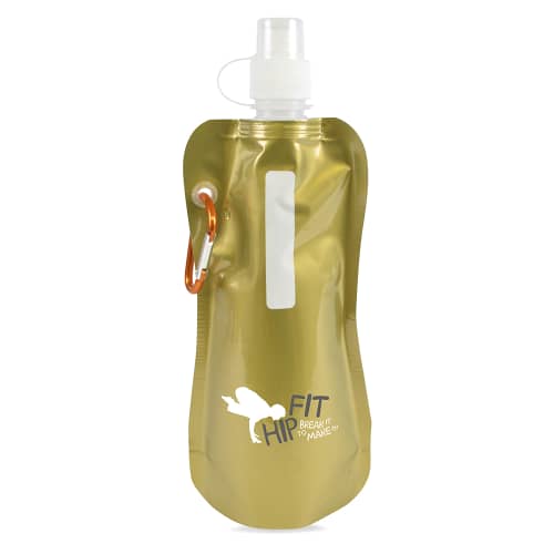 Metallic Gold Branded Folding Water Bottle