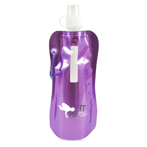 Metallic Purple Branded Folding Water Bottle