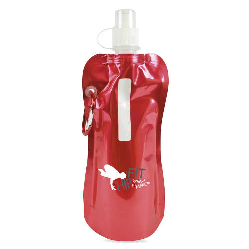 Metallic Red Branded Folding Water Bottle