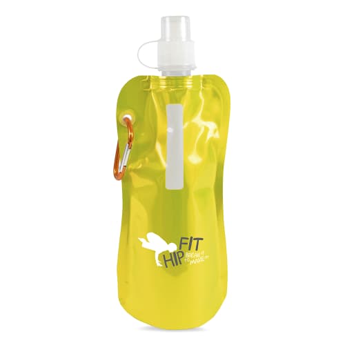 Metallic Yellow Promotional Folding Water Bottle
