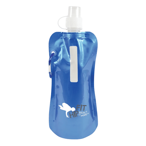 Metallic Blue Promotional Folding Water Bottle