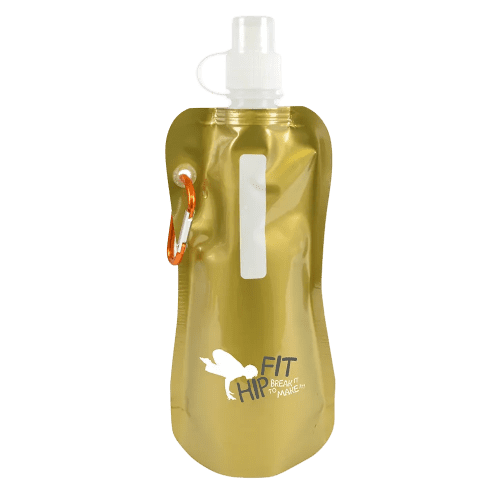 Metallic Gold Branded Folding Water Bottle