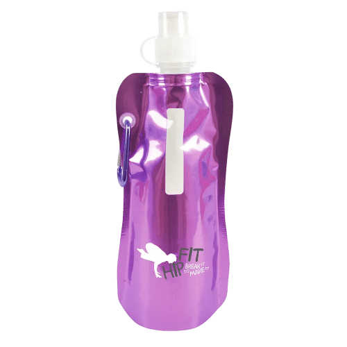 Metallic Purple Branded Folding Water Bottle