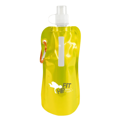 Metallic Yellow Promotional Folding Water Bottle