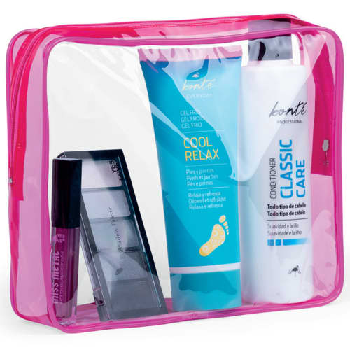 Clear Promotional Travel Bag With Pink Zip