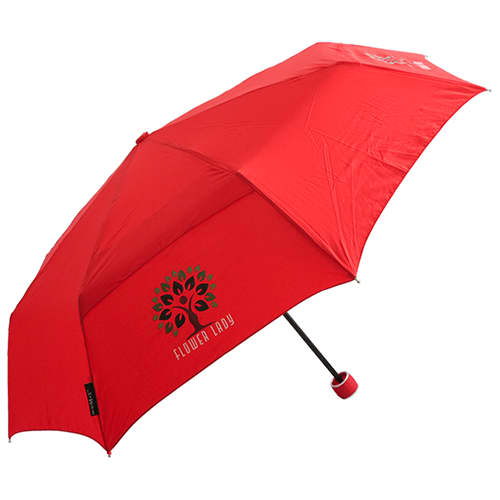 Promotional Ecovent Mini rPet Telescopic Umbrella in Red with branding by Total Merchandise