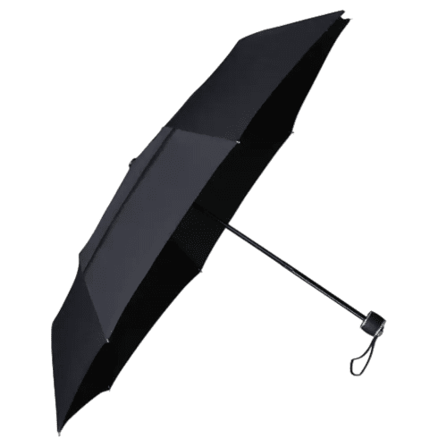 Branded Ecovent Mini rPet Telescopic Umbrella in Black colour by Total Merchandise