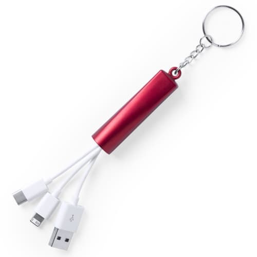 Light Up Promotional USB Adaptor Keyrings in Red