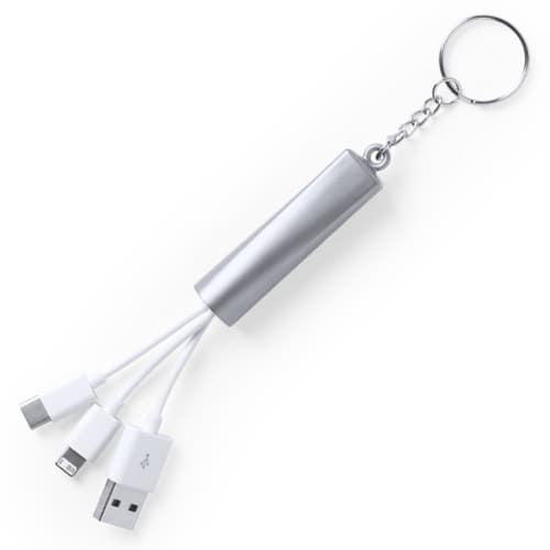 Light Up Promotional USB Adaptor Keyrings in Silver