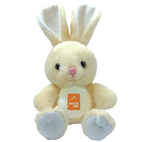 Custom Branded 5” Rabbit Soft Toy with a Logo Printed to the Tummy by Total Merchandise