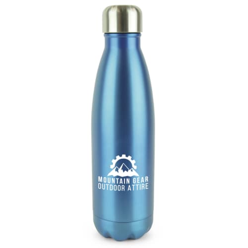 Branded Ashford Double Walled Metal Bottles in Cyan from Total Merchandise