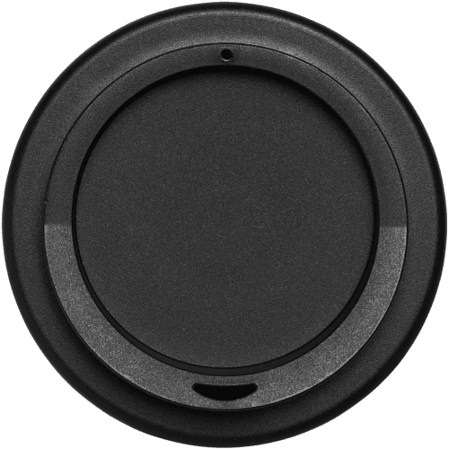 Top View of Sip Lid for Custom Printed Americano Recycled 350ml Mugs in Black from Total Merchandise