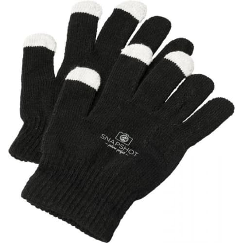 Branded Touch Screen Gloves in Black