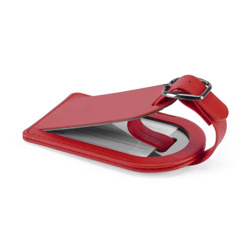 Small Belluno PU Luggage Tag in Deep Red