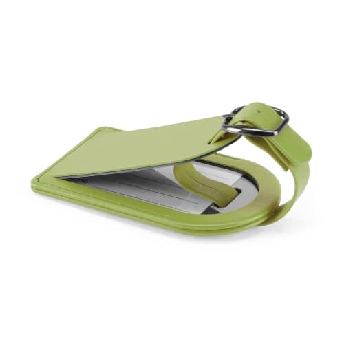 Small Belluno PU Luggage Tag in Lime Green