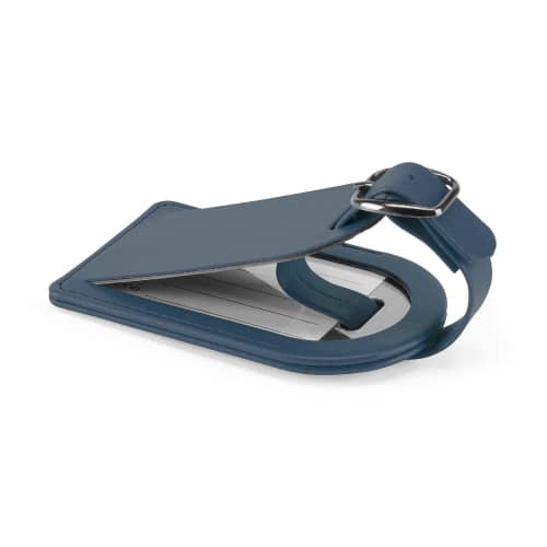 Small Belluno PU Luggage Tag in Mid Blue