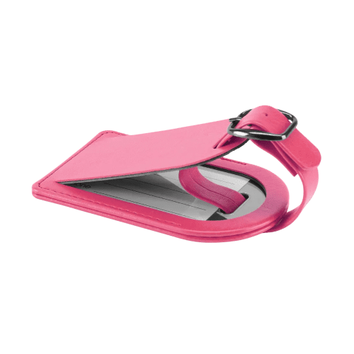 Small Belluno PU Luggage Tag in Cerise Pink