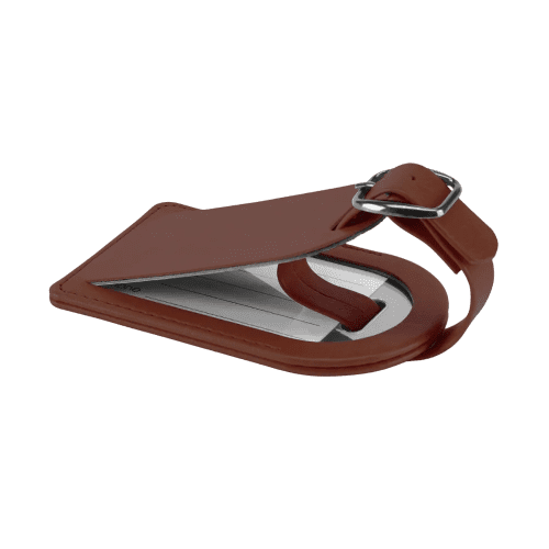 Small Belluno PU Luggage Tag in Chestnut Brown