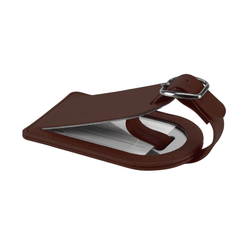 Small Belluno PU Luggage Tag in Chocolate Brown