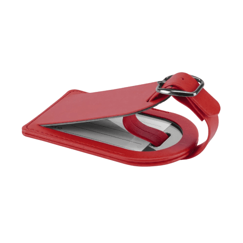 Small Belluno PU Luggage Tag in Deep Red