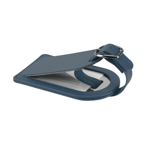 Small Belluno PU Luggage Tag in Mid Blue