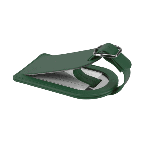 Small Belluno PU Luggage Tag in Mid Green