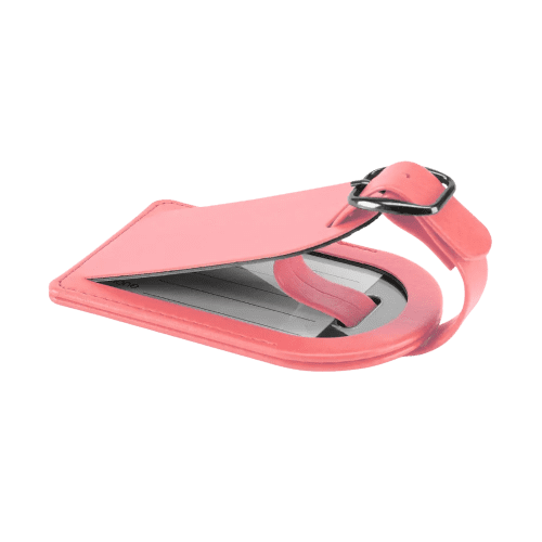 Small Belluno PU Luggage Tag in Rose Pink