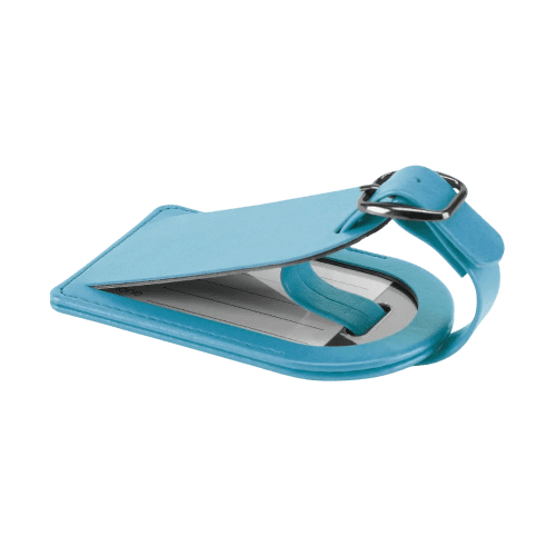 Small Belluno PU Luggage Tag in Sky Blue