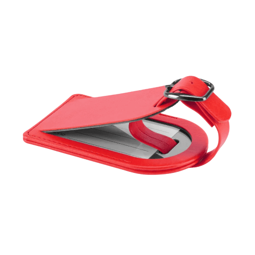 Small Belluno PU Luggage Tag in Vibrant Red