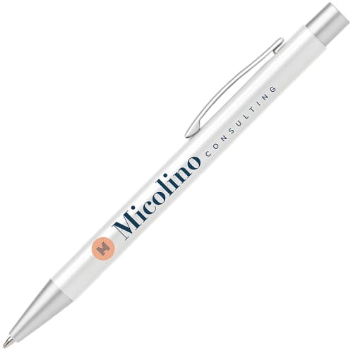 Promotional metal pens in pearl white