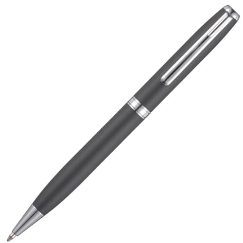 Logo branded Bosgton Sure Clik Ballpen with a promotional design from Total Merchandise - Charcoal