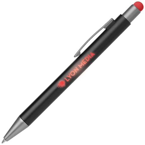 Promotional pen with red stylus and LED light