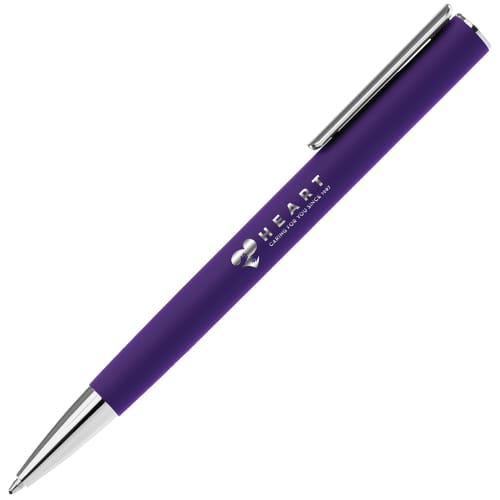 Branded metal pen in purple