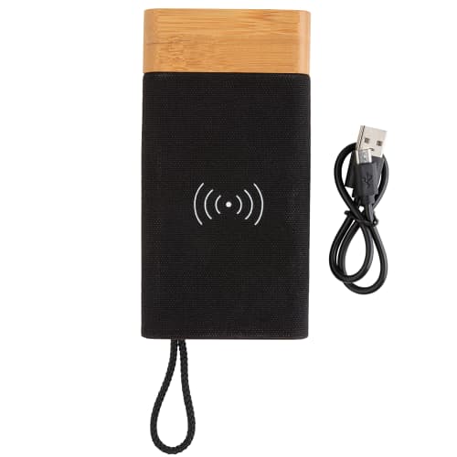 Promotional power bank with bamboo materials