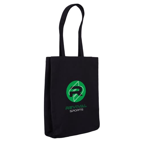 Promotional 10oz Black Canvas Tote Bags with a company logo printed to 1 side from Total Merchandise