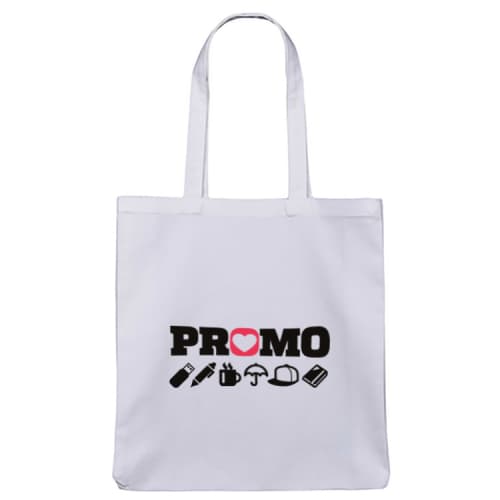 Promotional 10oz White Canvas Tote Bags with Gusset printed with a logo to one side