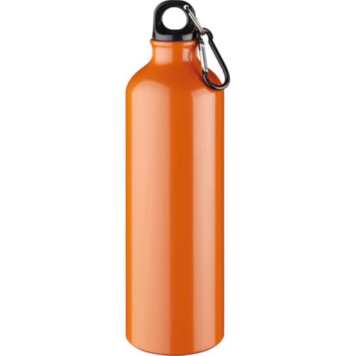 770ml Metal Sports Bottle with Carabiner in Orange