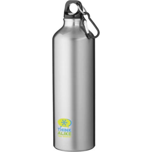 770ml Metal Sports Bottle with Carabiner in Silver