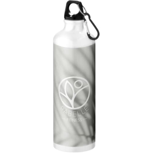 770ml Oregon Metal Sports Bottle with Carabiner in White