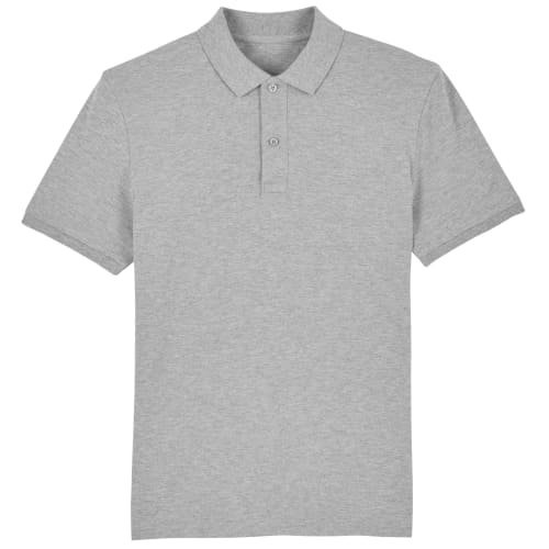 100% organic cotton branded polo shirt in heather grey