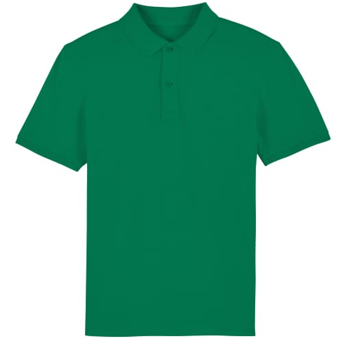 100% organic cotton printed polo shirt in varsity green