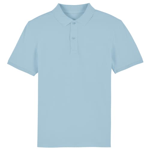 100% organic cotton branded polo shirt in sky blue