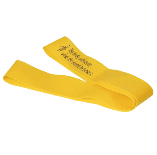 Custom branded Light Resistance Exercise Bands in Yellow with a design from Total Merchandise