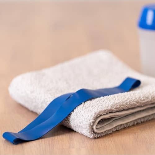 Lifestyle image of the Strong Resistance Exercise Bands in Blue from Total Merchandise