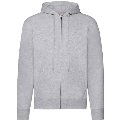 Promotional Fruit of the Loom Zipped Hoodies in Heather Grey from Total Merchandise