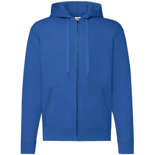 Logo-printed Fruit of the Loom Zipped Hoodies in Royal Blue from Total Merchandise