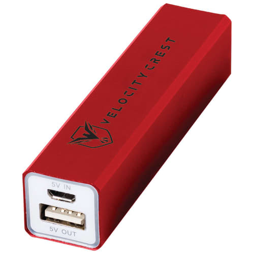 Custom printed Volt Power Banks in red from Total Merchandise